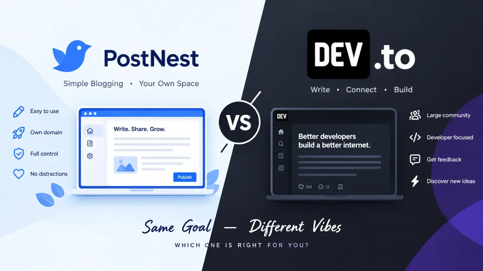 PostNest vs Dev.to: Which Free Blogging Platform Should Developers Choose in 2026?
